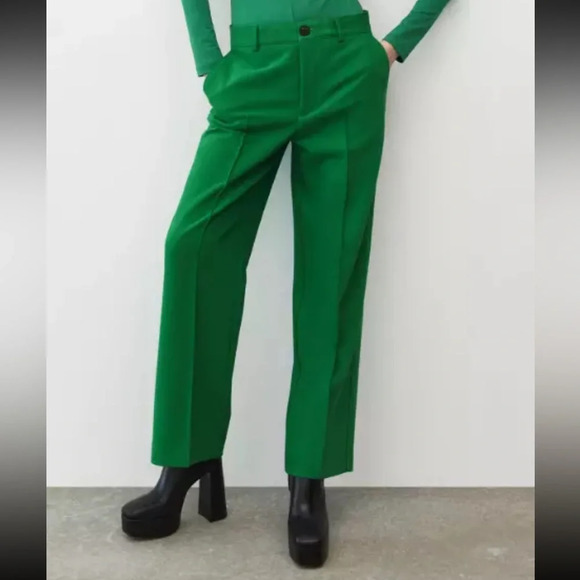 NWT ZARA HIGH WAISTED CROPPED STRAIGHT LEG PANTS - Picture 3 of 9
